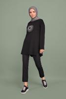 Hijab clothing BLACK RIPPED WAIST TROUSERS  6131 