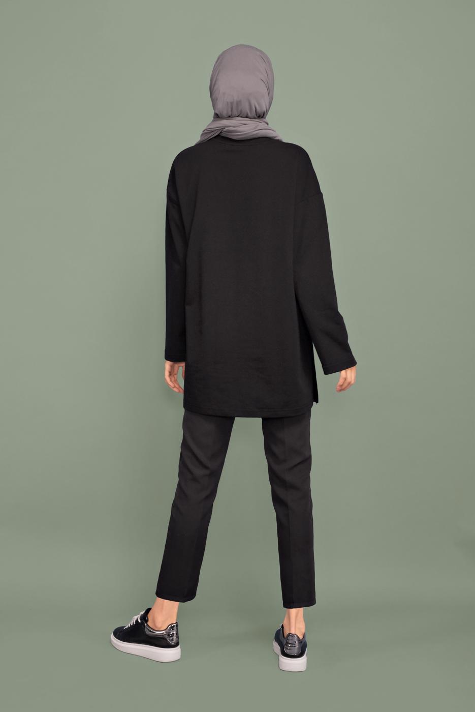 Hijab clothing BLACK RIPPED WAIST TROUSERS  6131 