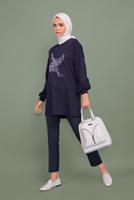 Vêtements hijab BLEU MARINE PANTALON DÉCHIRÉ À LA TAILLE 6131 