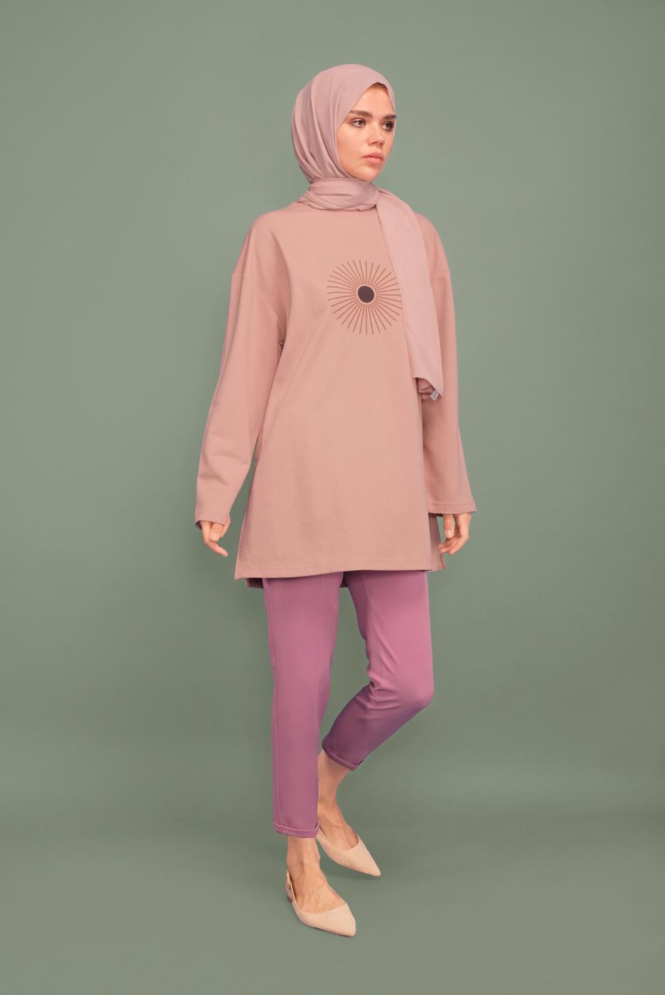 Hijab clothing POWDER RIPPED WAIST TROUSERS  6131 