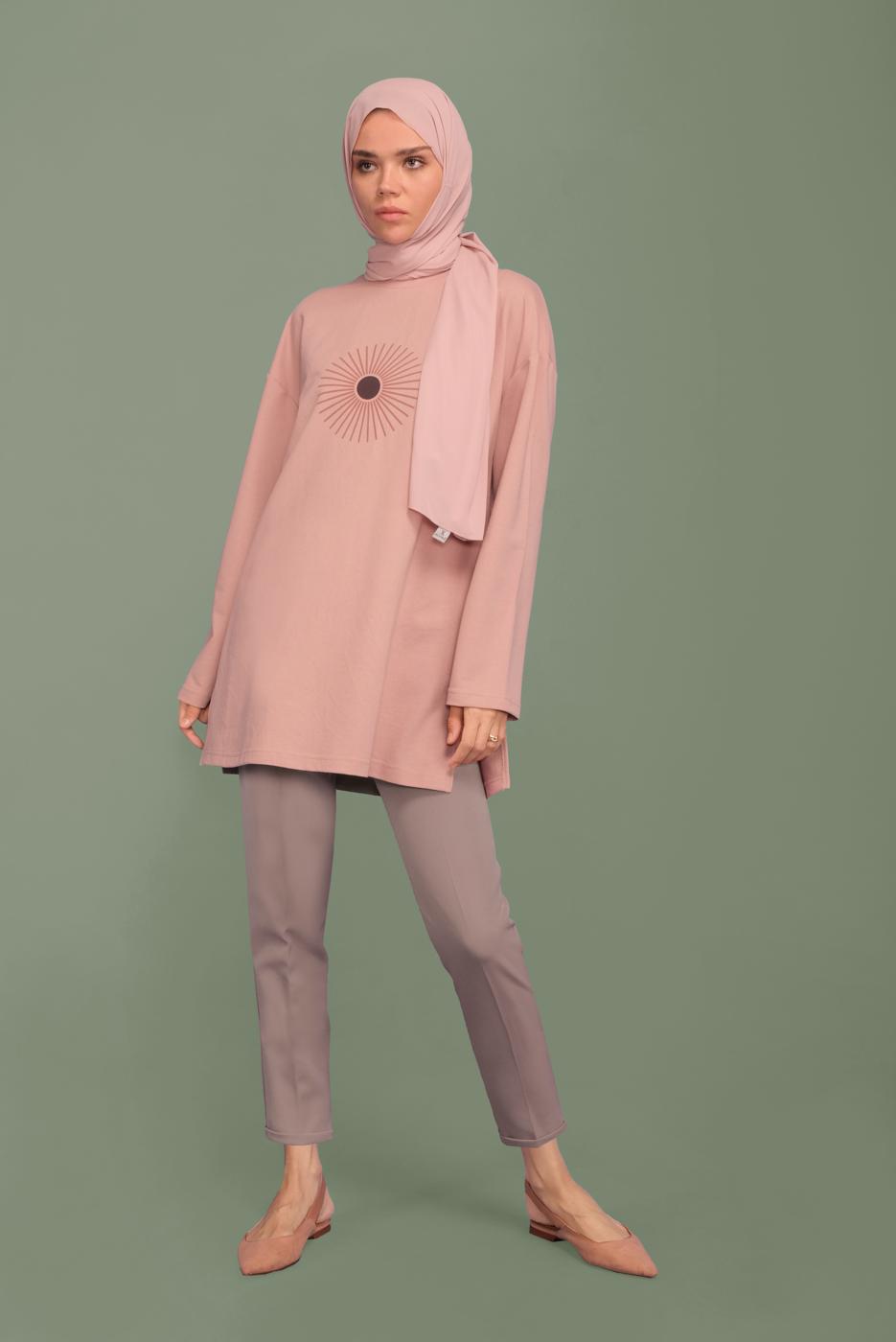 Hijab clothing BEIGE RIPPED WAIST TROUSERS  6131 