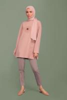 Hijab clothing BEIGE RIPPED WAIST TROUSERS  6131 