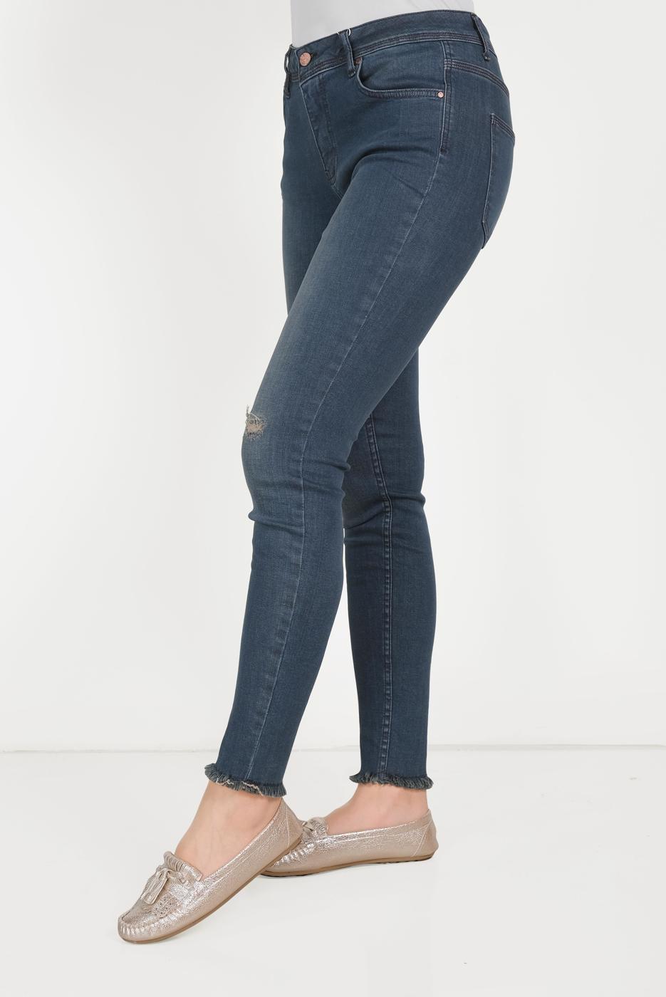 Tesettür giyim LACİVERT ALVİNA  ESKİTME PANTOLON 70058