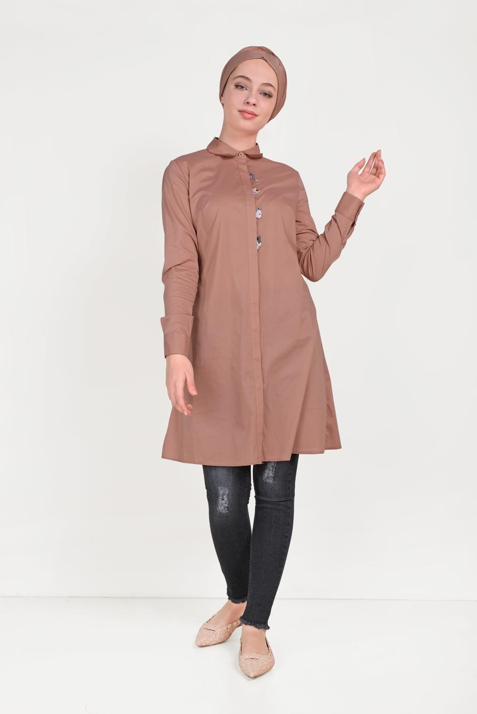 Tesettür giyim GRİ ALVİNA ESKİTME DETAYLI DENİM PANTOLON 70061