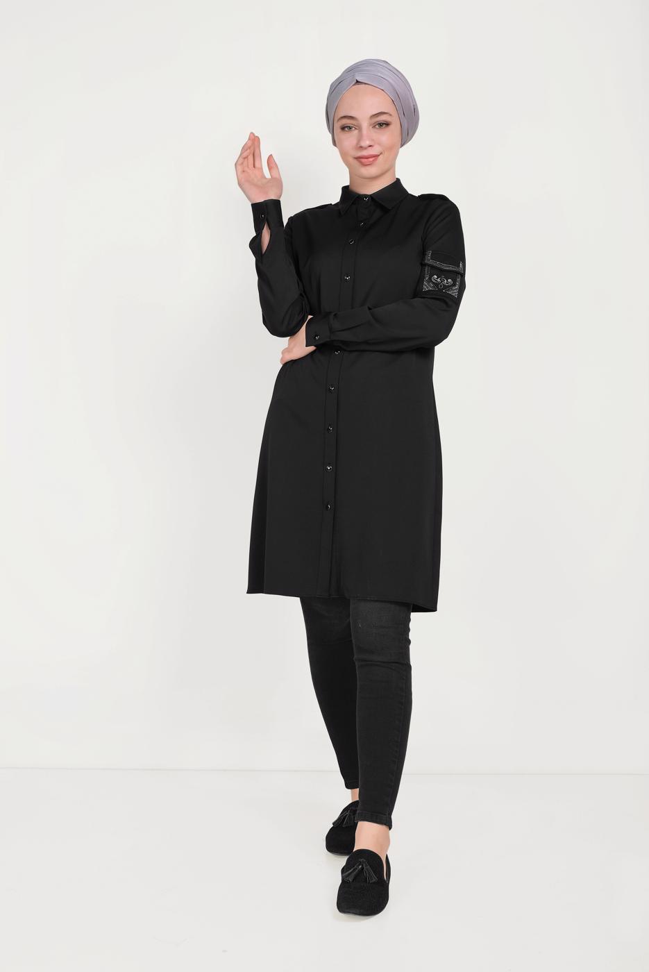 Tesettür giyim SİYAH ALVİNA DENİM PANTOLON 70063