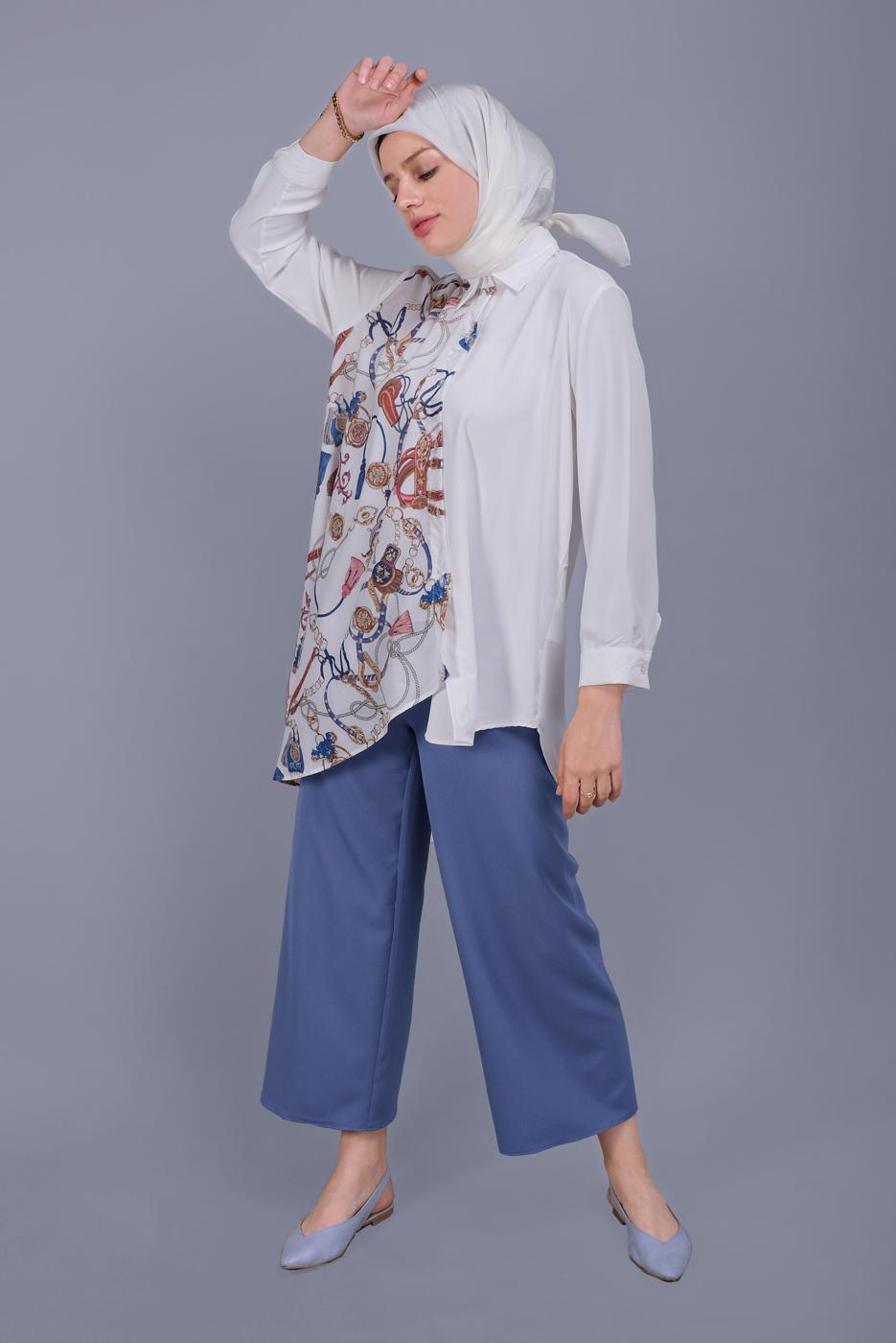 Vêtements hijab BLEU MARINE PANTALON DÉCHIRÉ 7131