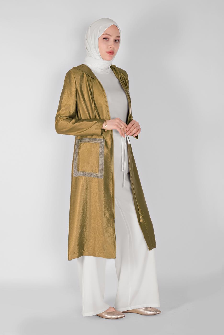 Tesettür giyim KREM ALVİNA BELİ LASTİKLİ BOL KESİM PANTOLON 7504