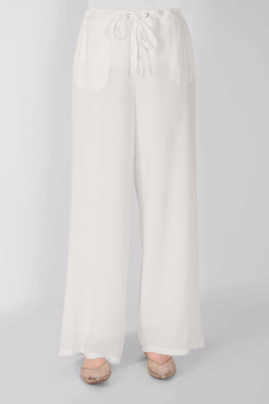 Tesettür giyim KREM ALVİNA BELİ LASTİKLİ BOL KESİM PANTOLON 7504