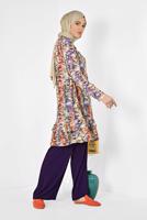 Tesettür giyim MOR ALVİNA BELİ LASTİKLİ BOL KESİM PANTOLON 7504