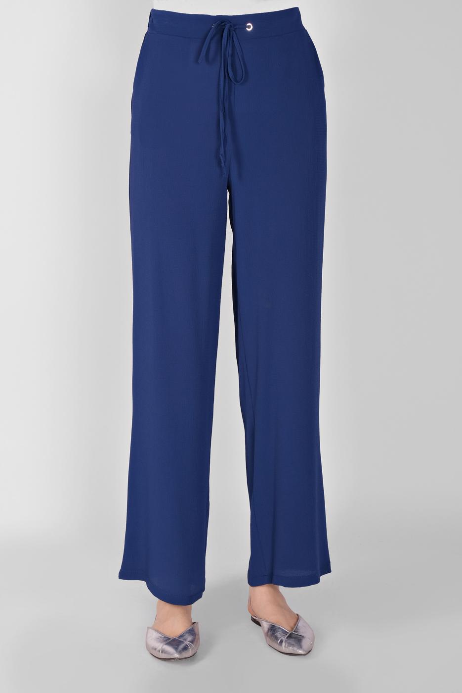Tesettür giyim LACİVERT ALVİNA BELİ LASTİKLİ BOL KESİM PANTOLON 7504
