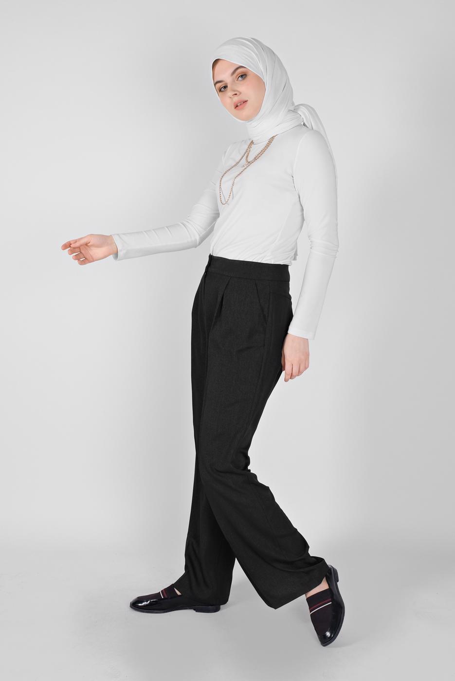 Tesettür giyim SİYAH BOL KESİM PANTOLON 7579 