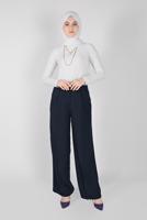 Tesettür giyim LACİVERT BOL KESİM PANTOLON 7579 