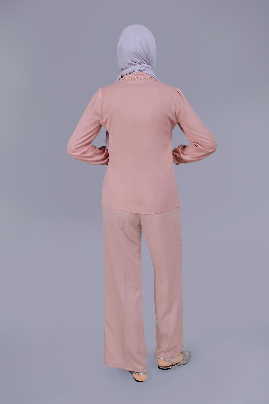 Tesettür giyim PUDRA BOL KESİM PANTOLON 7579 