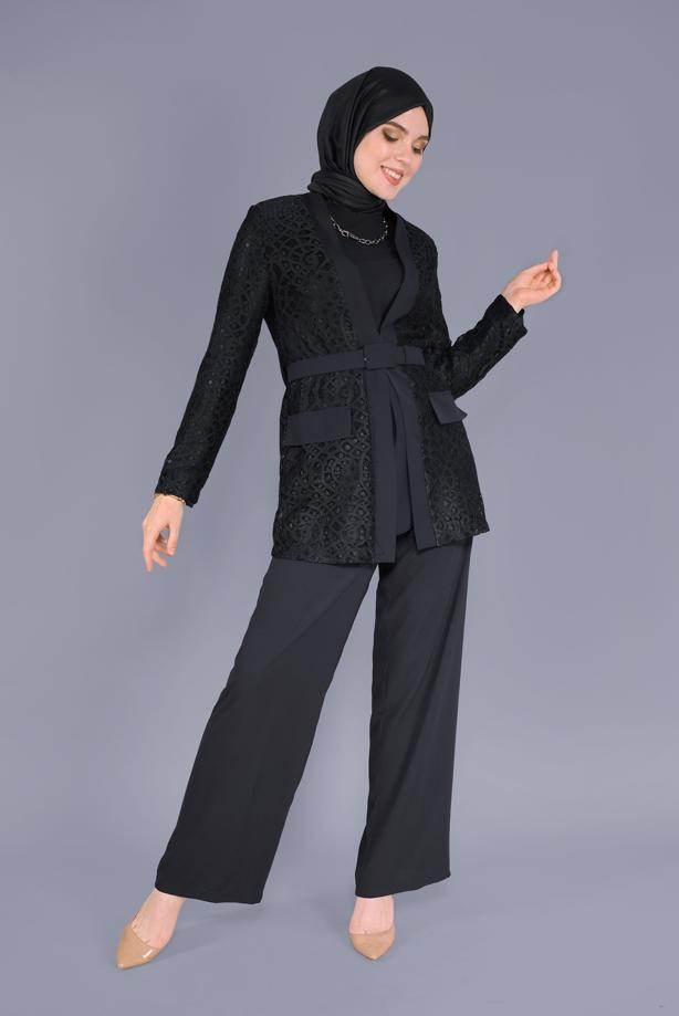 Vêtements hijab NOIR PANTALON TAILLE HAUTE T 7597 - TRENDTESETTÜR