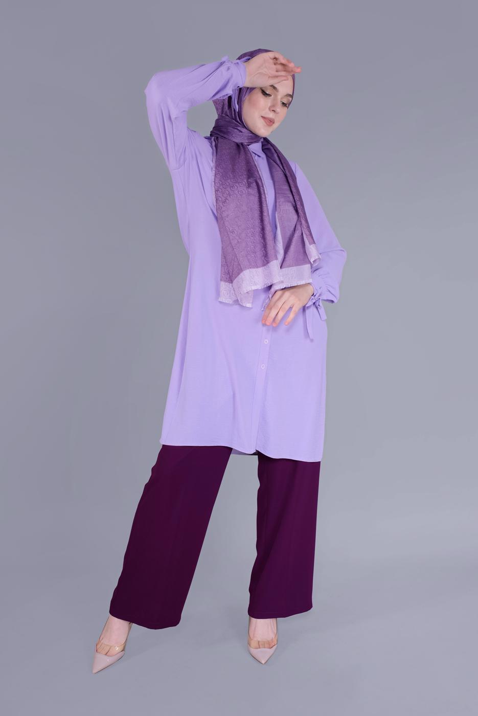 Tesettür giyim MÜRDÜM YÜKSEK BEL PANTOLON T 7597