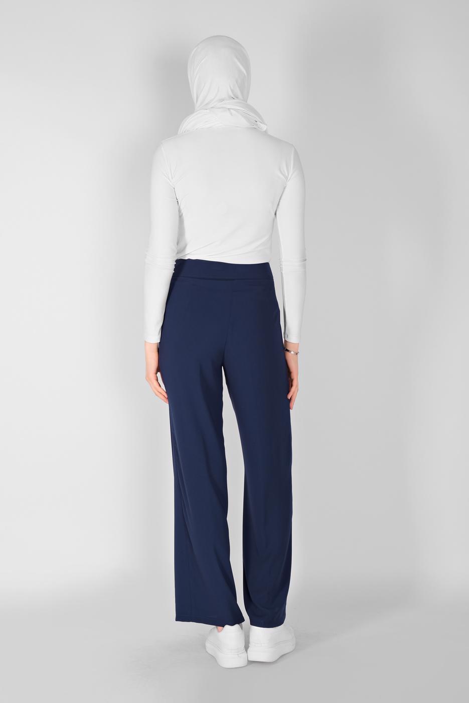 Tesettür giyim LACİVERT YÜKSEK BEL PANTOLON T 7597