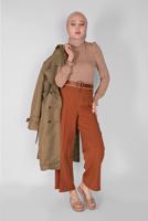 Tesettür giyim KAHVE ALVİNA GENİŞ PAÇA PANTOLON 7598 