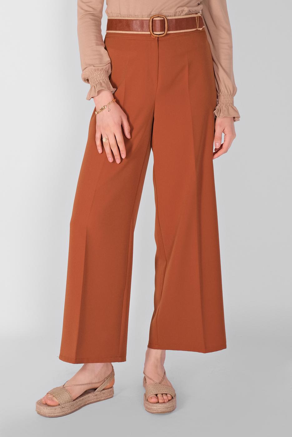 Tesettür giyim KAHVE ALVİNA GENİŞ PAÇA PANTOLON 7598 