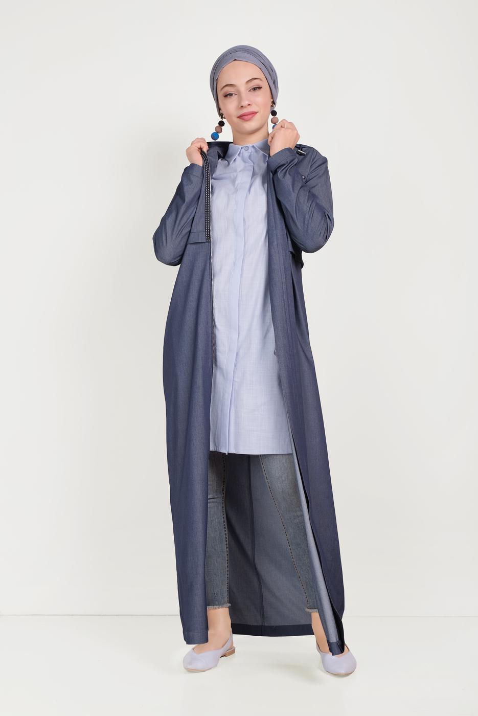 Vêtements hijab BLEU MARINE COUCHE DE FINITION SPORT FERMETURE À CAPUCHE 10158