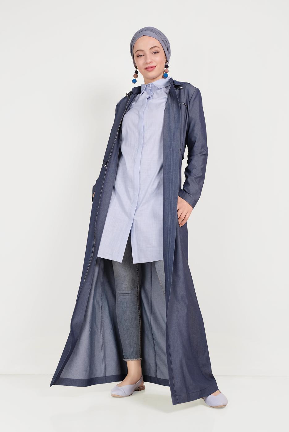 Vêtements hijab BLEU MARINE COUCHE DE FINITION SPORT FERMETURE À CAPUCHE 10158