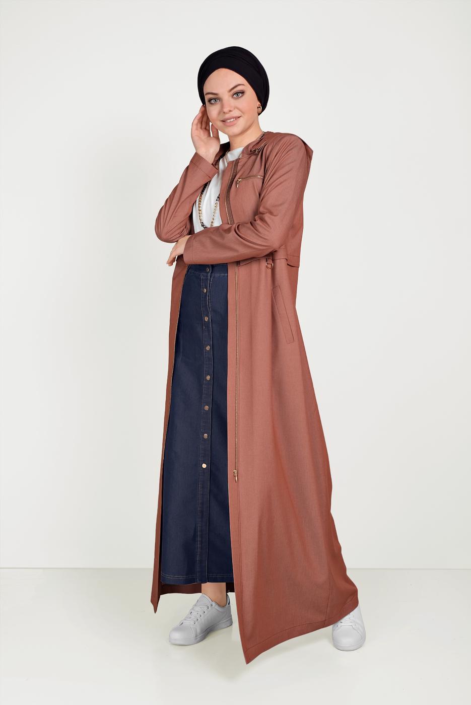 Vêtements hijab BRUN COUCHE DE FINITION SPORT FERMETURE À CAPUCHE 10158