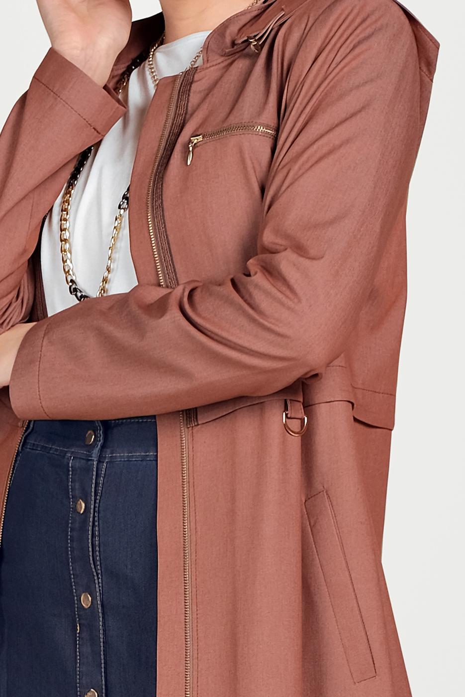 Vêtements hijab BRUN COUCHE DE FINITION SPORT FERMETURE À CAPUCHE 10158