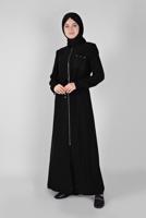 Hijab clothing BLACK  ALVİNA ZIPPERED TOPCOAT 10161