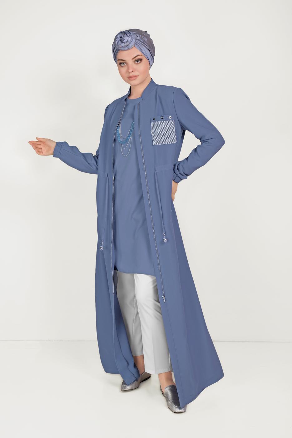 Vêtements hijab BLEU MARINE ALVİNA FINITION ZIPPÉE 10161
