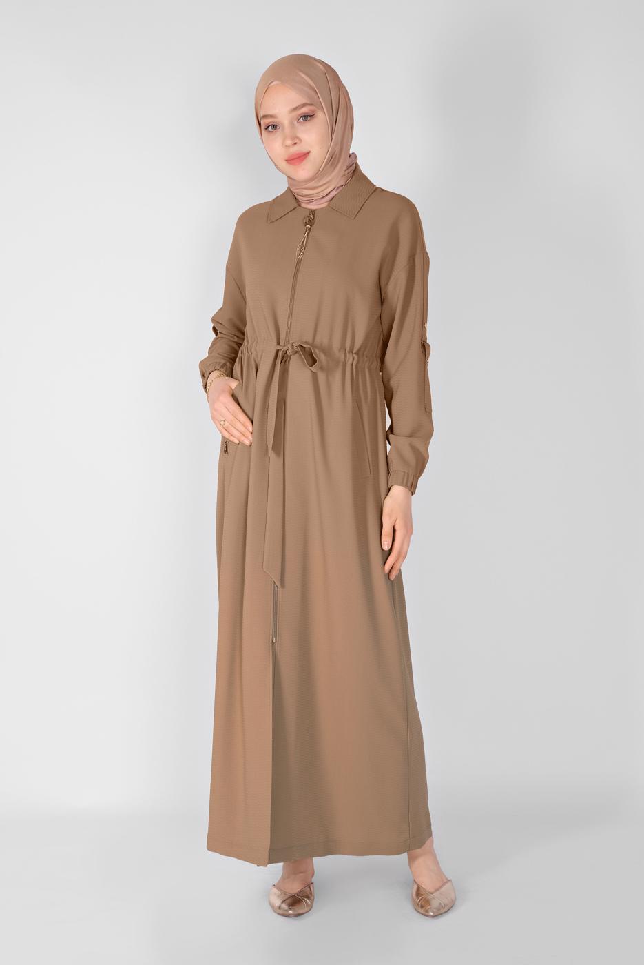 Vêtements hijab BRUN ALVİNA FINITION ZIPPÉE 10164