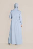 Tesettür giyim MAVİ ALVİNA BELDEN BAĞCIKLI CEPLİ PARDESÜ 10166