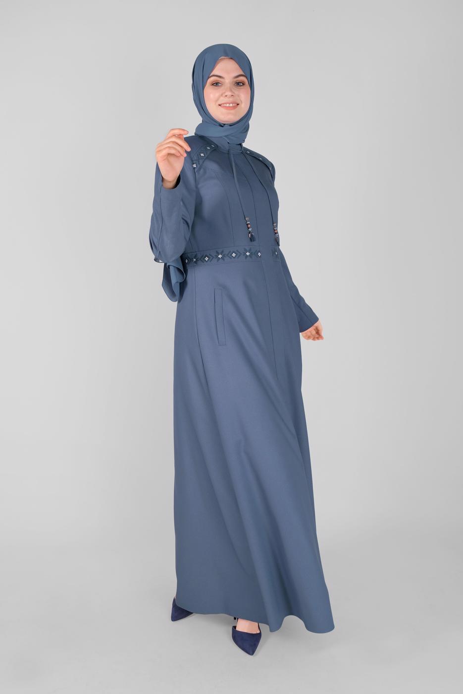 Vêtements hijab BLEU MARINE COUCHE DE FINITION BRODÉE 10211