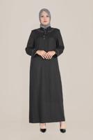 Hijab clothing BLACK TIE DETAIL EMBROIDERED TOPCOAT 10213 