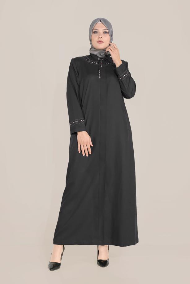 Vêtements hijab NOIR COUCHE DE FINITION BRODÉE 10213 - TRENDTESETTÜR