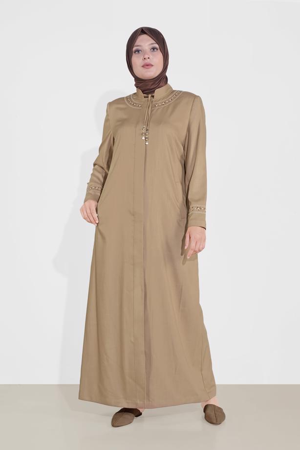 Vêtements hijab BRUN COUCHE DE FINITION BRODÉE 10213 - TRENDTESETTÜR