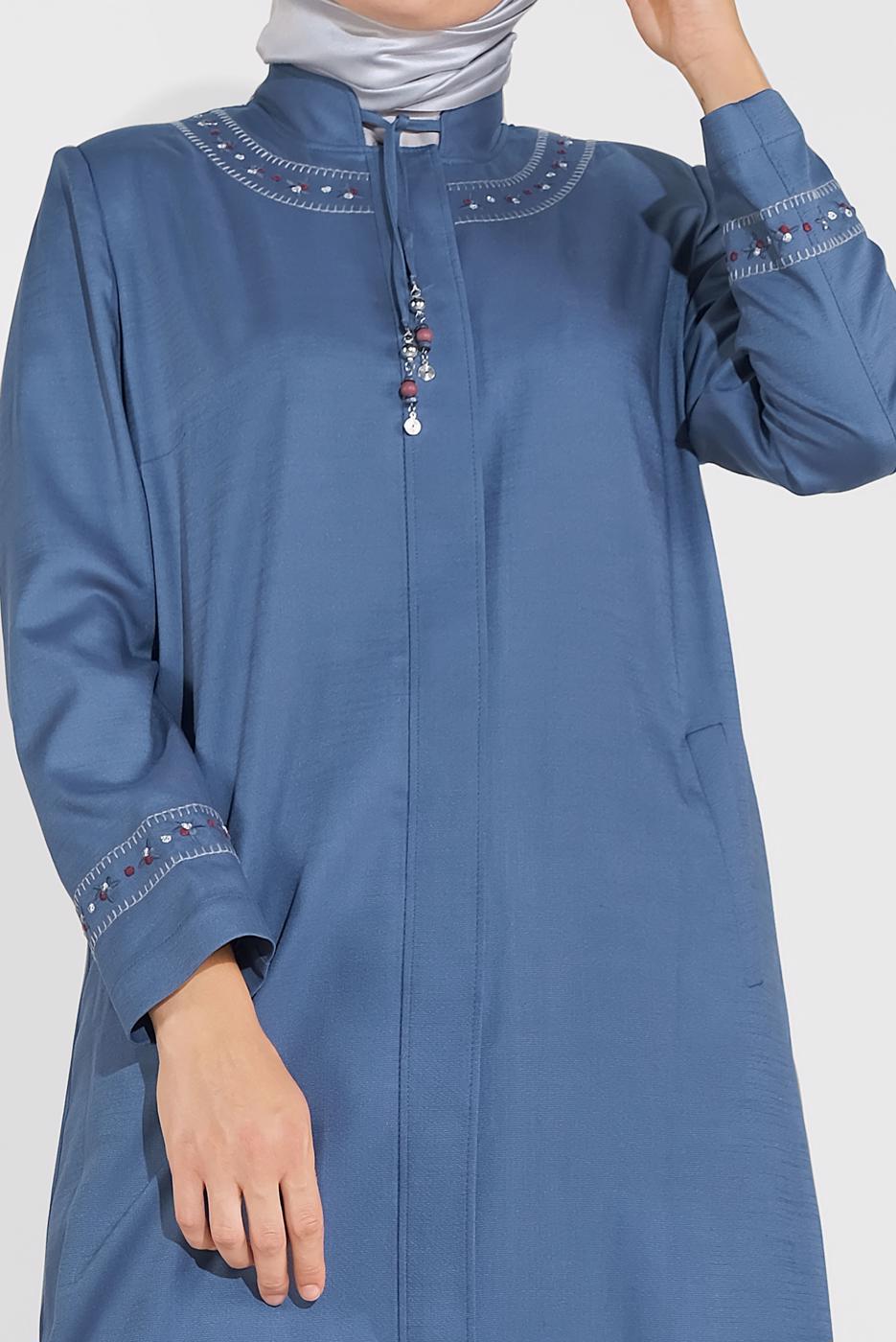 Vêtements hijab BLEU MARINE COUCHE DE FINITION BRODÉE 10213