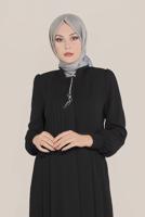 Hijab clothing BLACK EMBROIDERED TOPCOAT WITH ELASTIC CUFFS 10215 