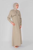 Vêtements hijab BEIGE ALVINA FRANGES ET DÉTAILS BRODÉS SURMANTEAU T 10350