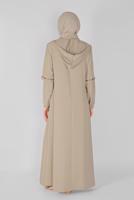 Vêtements hijab BEIGE ALVINA FRANGES ET DÉTAILS BRODÉS SURMANTEAU T 10350