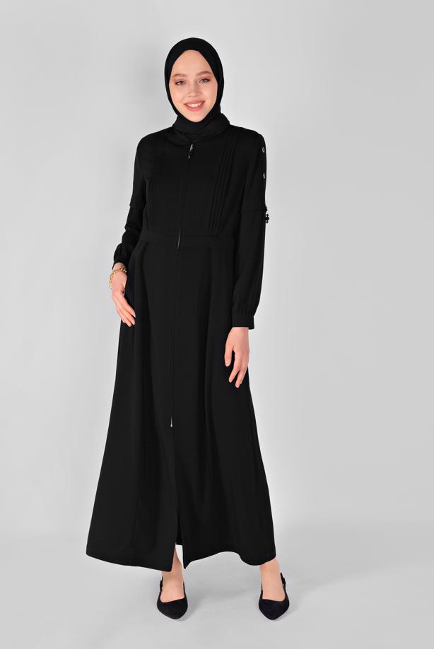 Hijab clothing BLACK ALVINA HOUNDSTOOTH TOPCOAT T 10382 - TRENDTESETTÜR