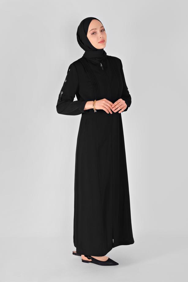 Hijab clothing BLACK ALVINA HOUNDSTOOTH TOPCOAT T 10382 - TRENDTESETTÜR