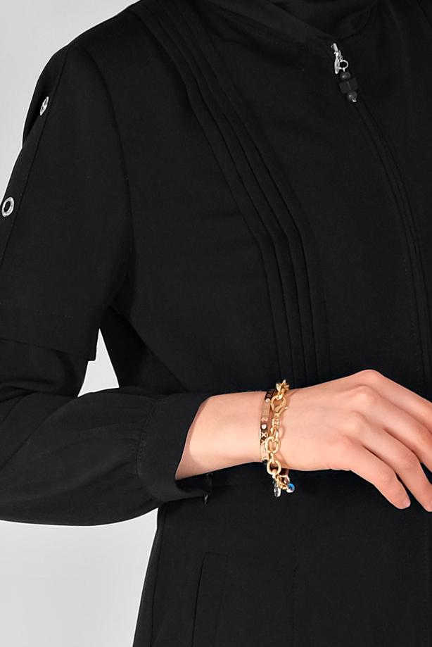 Hijab clothing BLACK ALVINA HOUNDSTOOTH TOPCOAT T 10382 - TRENDTESETTÜR