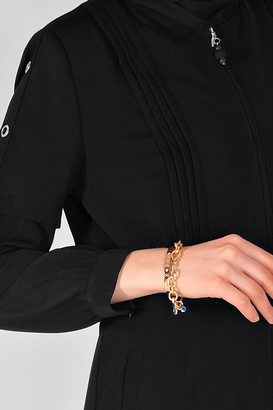 Hijab clothing BLACK ALVINA HOUNDSTOOTH TOPCOAT T 10382