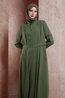 Hijab clothing KHAKI ALVINA HOUNDSTOOTH TOPCOAT T 10382