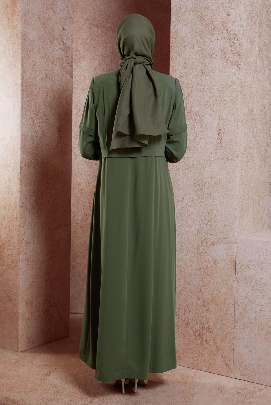 Hijab clothing KHAKI ALVINA HOUNDSTOOTH TOPCOAT T 10382