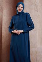 Hijab clothing NAVY BLUE ALVINA HOUNDSTOOTH TOPCOAT T 10382