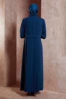 Hijab clothing NAVY BLUE ALVINA HOUNDSTOOTH TOPCOAT T 10382