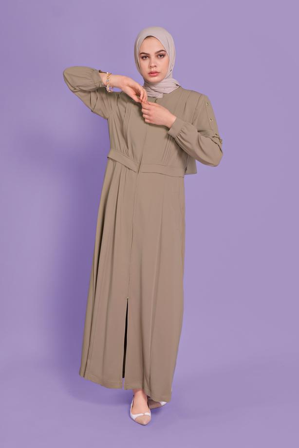 Hijab clothing MINK ALVINA HOUNDSTOOTH TOPCOAT T 10382 - TRENDTESETTÜR