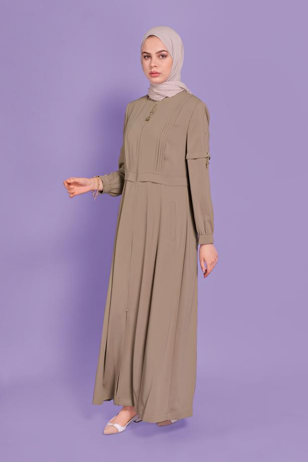 Hijab clothing MINK ALVINA HOUNDSTOOTH TOPCOAT T 10382 - TRENDTESETTÜR