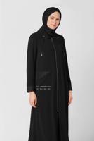 Hijab clothing BLACK ALVINA TOPCOAT WITH EYELET DETAIL T 10398