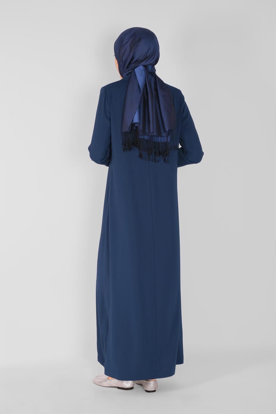 Hijab clothing NAVY BLUE ALVINA TOPCOAT WITH EYELET DETAIL T 10398